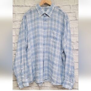 Peter Millar Blue and White Plaid Button-Down Shirt